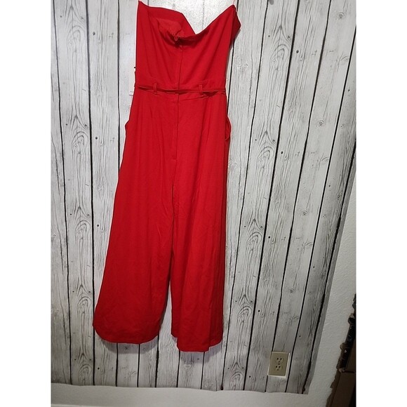 Purple Snow Jumpsuit Womens Medium Red Wide Leg Belted Sleeveless Pockets New - Picture 7 of 7
